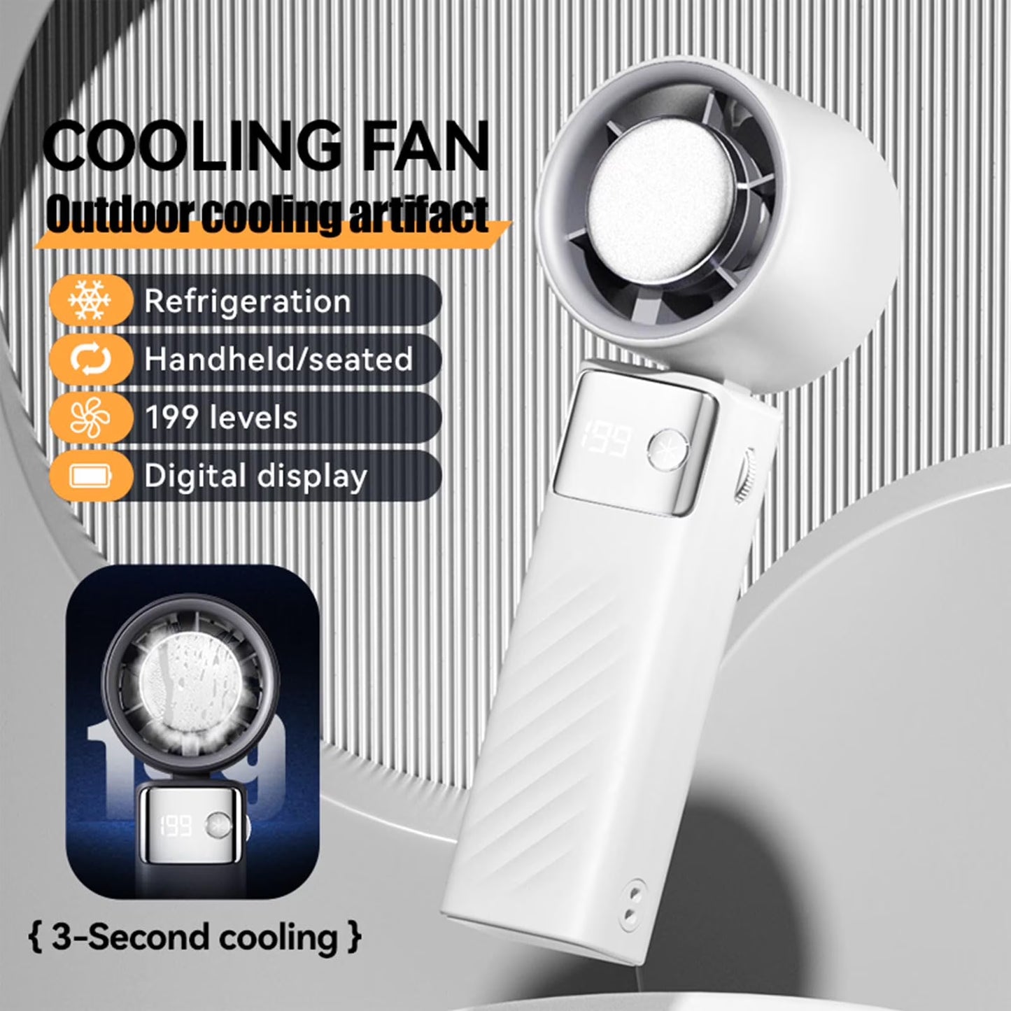 Cutting-Edge Tech with 199 Speed Cooling Portable Small Fan&Handheld Fan,Foldable Desktop Fan,4000Mah, USB Rechargeable and Quiet Personal Fan for Home, Office, Travel & Outdoor Use (White)