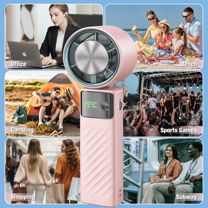 Cutting-Edge Tech with 199 Speed Cooling Portable Small Fan&Handheld Fan,Foldable Desktop Fan,4000Mah, USB Rechargeable and Quiet Personal Fan for Home, Office, Travel & Outdoor Use (White)