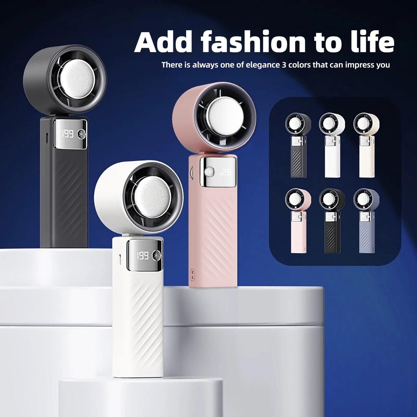Cutting-Edge Tech with 199 Speed Cooling Portable Small Fan&Handheld Fan,Foldable Desktop Fan,4000Mah, USB Rechargeable and Quiet Personal Fan for Home, Office, Travel & Outdoor Use (White)